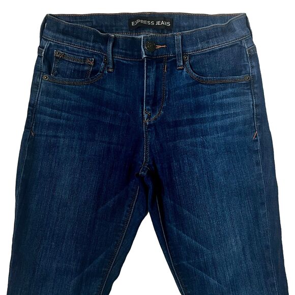 Express Jeans Medium Wash Mid Rise Legging 5-Pocket Skinny Jeans - Picture 4 of 8